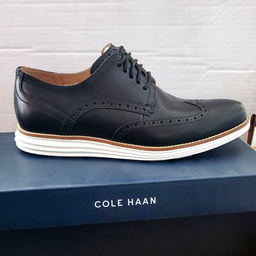 Cole Haan Men's 10 Original Grand SHWNG Remastered Wingtip Oxfords Shoes Black - Picture 2 of 12